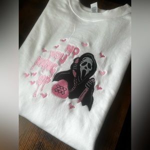 Ghost Face “No you hang up” white crewneck